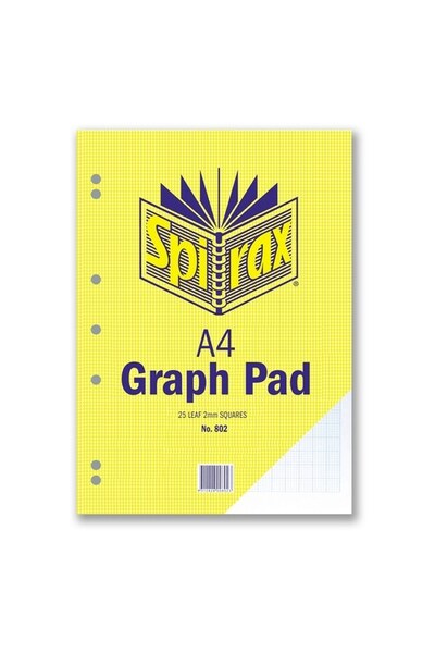 Spirax #802 Graph Pad A4 - 25 Leaf: 2mm Squares 