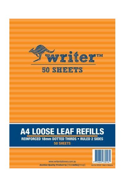 Loose Leaf Refill Reinforced - 18mm Dotted Thirds (50 Sheets)