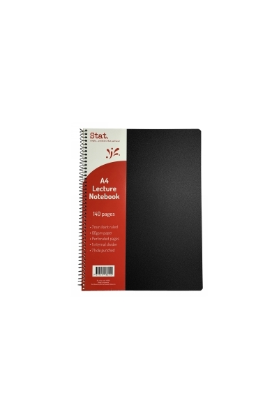 Notebook Stat A4 Lecture 60gsm 7mm Ruling - Black (140 pages)