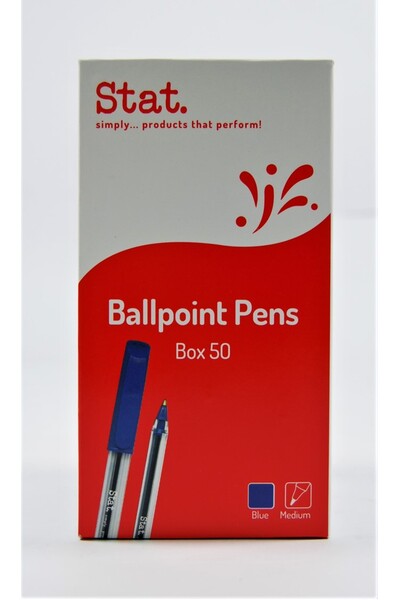 Pen 1.0mm Ballpoint Medium: Blue (Box of 50)