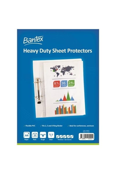 Bantex Heavy Duty Sheet Protectors - A4 (Pack of 25)