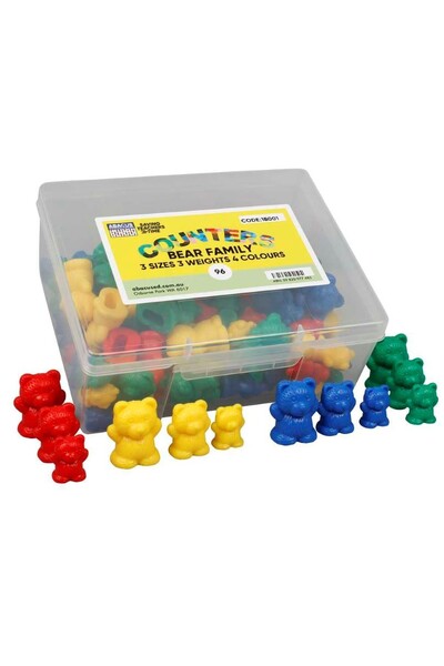 Three Bear Family Counters (4 Colours) - Bear Family (Box of 96)