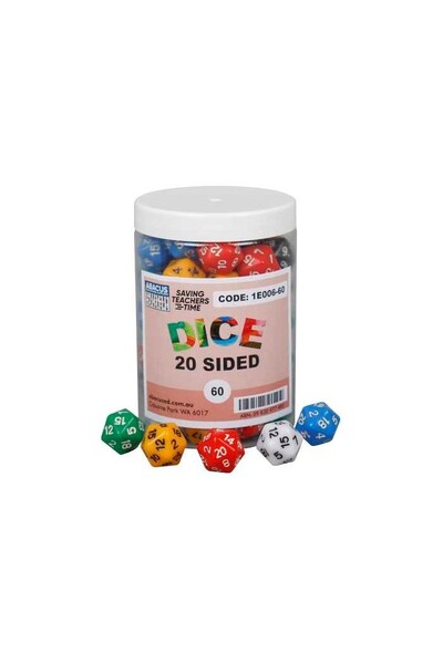 20-Sided Dice (Number) - 20mm (Jar of 60)