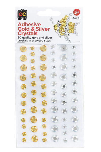 Adhesive Gold and Silver Crystal - Set of 60