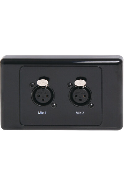 Redback Dual 3 Pin XLR Horizontal Microphone Wallplate Black
