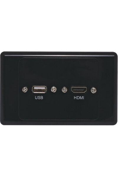 Dynalink HDMI USB A Black Wallplate with Flyleads