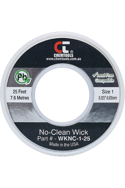 Chemtools 0.635mm White 7.6m Solder Wick Desoldering Braid