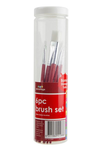 Art Advantage Paint Brush - Taklon Tube: Assorted (Pack of 6)