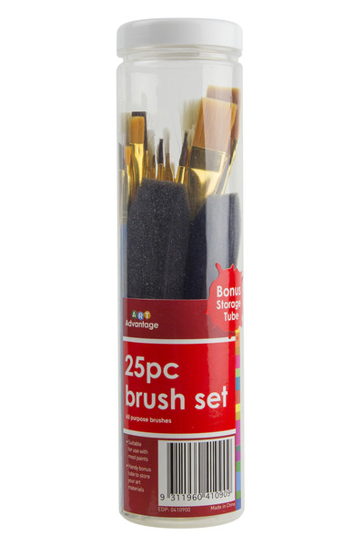 Art Advantage Paint Brush - Tube Assorted (Pack of 25)