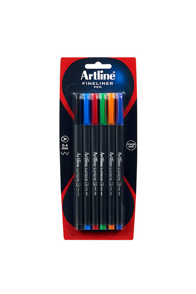 Artline Supreme Pen - 0.4mm Fineline: Assorted (Pack of 6)