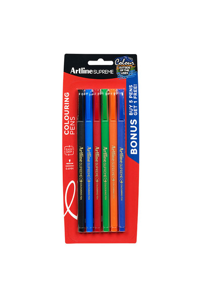 Artline Supreme Pen - 0.6mm Fineline: Assorted (Pack of 6)