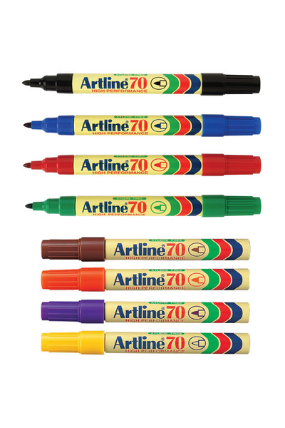 Artline Markers 70 - Permanent 1.5mm (Bullet Nib): Assorted (Pack of 12)