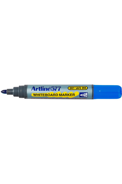 Artline Whiteboard Markers 577 - 2mm Bullet Nib: Blue (Box of 12)