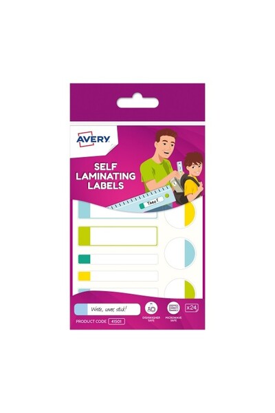 Self Laminating Labels - Boy Assorted Shapes (Pack of 24)
