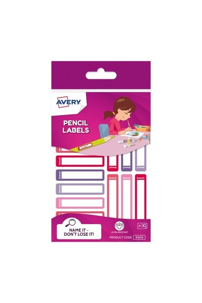 Pencil Labels 40mm - Rectangle: Girl (Pack of 30)