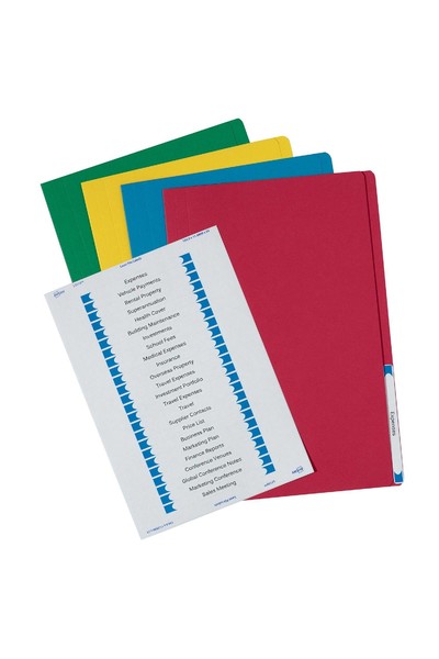 Avery Manilla Folder with Labels - Foolscap: Assorted Colours (Pack of 20)
