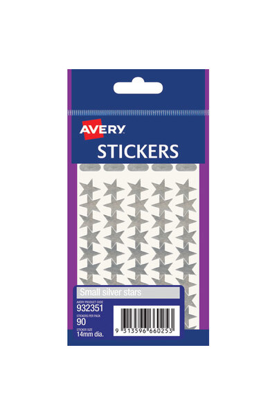 Avery Stickers - Small Silver Stars  - 90 Stickers 