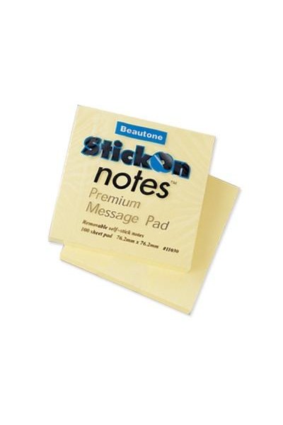 Bantex Stick On Notes - 76x76mm: Yellow (Pack of 12)