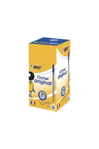 Bic Pen - Ballpoint Cristal Original: Medium Blue (Box of 50)