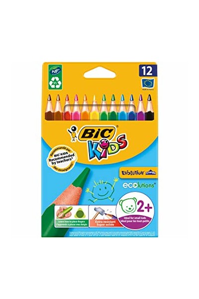 Bic Kids Evolution Coloured Pencils - Triangular (Pack of 12)
