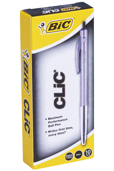 Bic Pen - Ballpoint Clic M10: Medium Black (Box of 10)