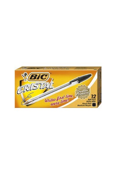 Bic Pen - Ballpoint Cristal: Medium Black (Box of 12)