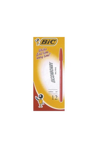 Bic Pen - Ballpoint Economy: Medium Red (Box of 12)