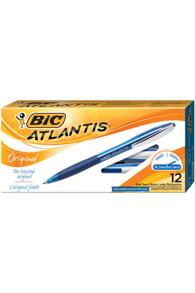 BIC Pen - Atlantis Retractable: Medium Blue (Box of 12)
