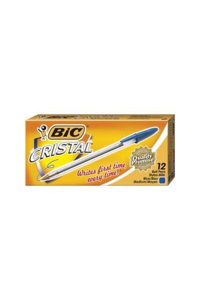 Bic Pen - Ballpoint Cristal: Medium Blue (Box of 12)