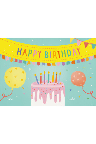 Happy Birthday Cake: Paper Merit Certificate - Pack of 35