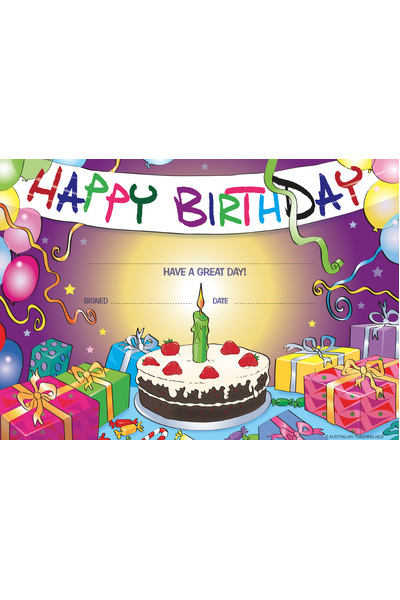 Happy Birthday Cake: Paper Merit Certificate - Pack of 200 (Previous Design)