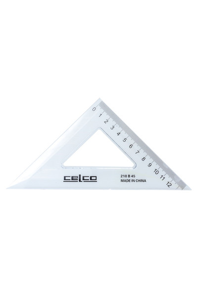 Celco Set Square - 210mm: 45 Degree Clear (Box of 36)
