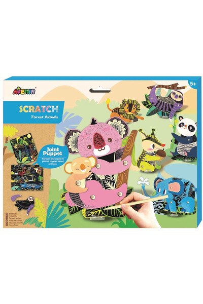 AVENIR - Scratch Art Joint Puppets: Forest Animals