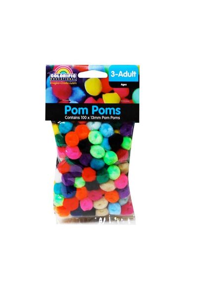 Pom Poms - 13mm: Assorted (Pack of 100)