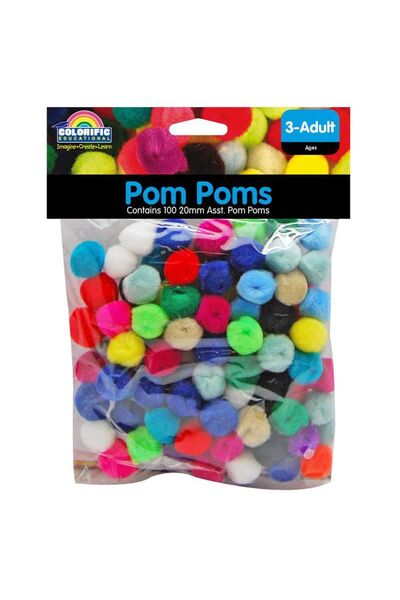 Pom Poms - 20mm: Assorted (Pack of 100)