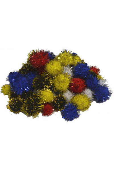 Pom Poms Glitter - Assorted Sizes (Pack of 200) 
