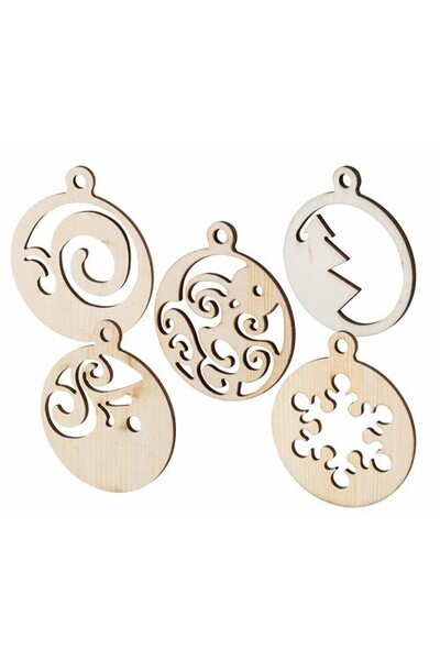 Wooden Christmas Baubles - Pack of 20