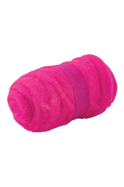 Crafting Combed Wool - Coarse: Hot Pink (100g)