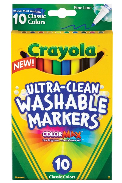 Crayola Markers - Ultra Clean (Washable) Fineline: Classic Colours (Pack of 10)