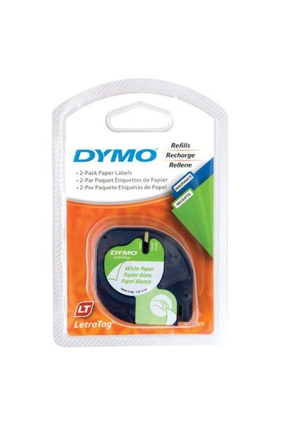 Dymo Label Tape Letra Tag - Paper 12mm: White (Pack of 2)