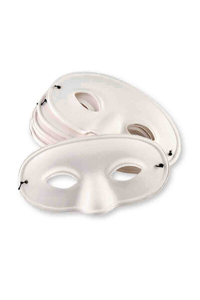 Papier Mache - Half Face Mask: White (Pack of 24)