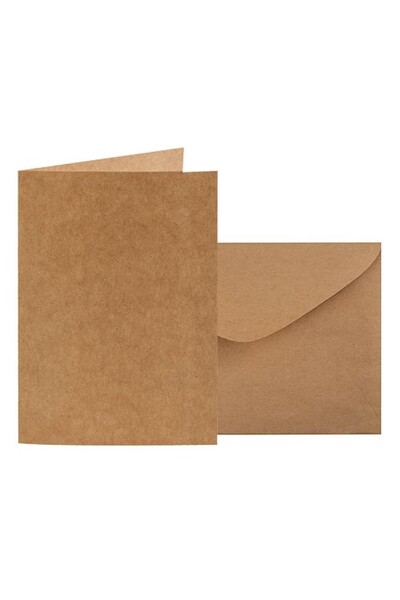 Kraft Card & Envelope - 120 x 170mm Folded (Pack of 20)