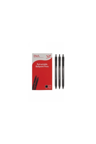 Stat 1.0mm Ballpoint Retractable Medium: Black (Box of 12)