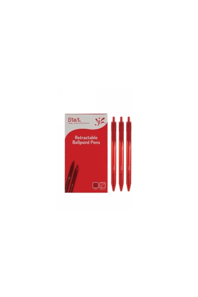 Stat 1.0mm Ballpoint - Retractable Medium: Red (Box of 12)