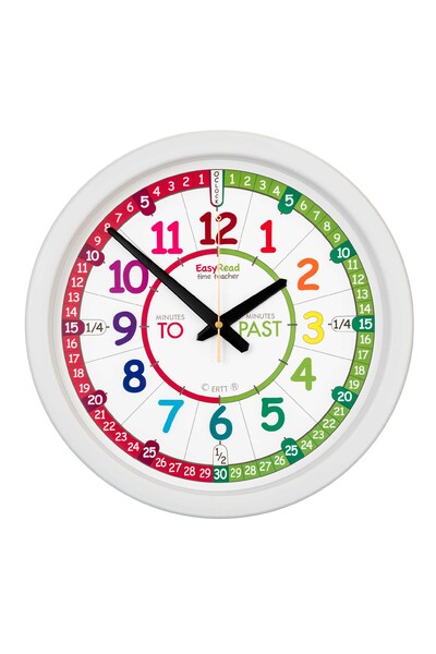 EasyRead 35cm Classroom Clocks - Rainbow Face