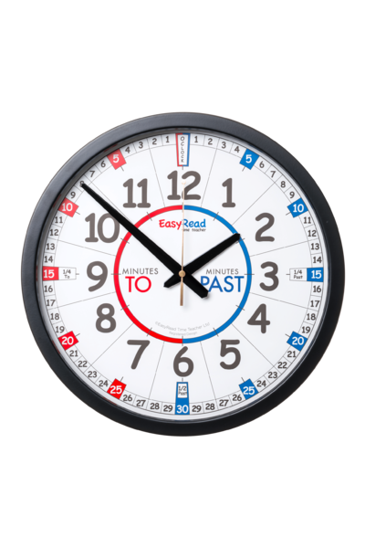 EasyRead 35cm Classroom Clocks - Red & Blue Face