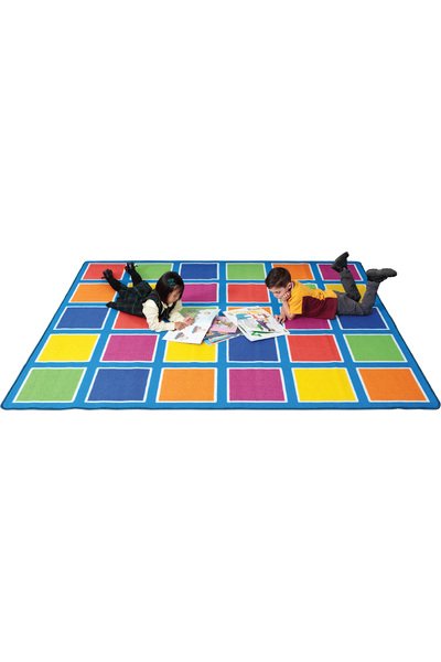 Colour Squares Rug Light Blue 30 Place