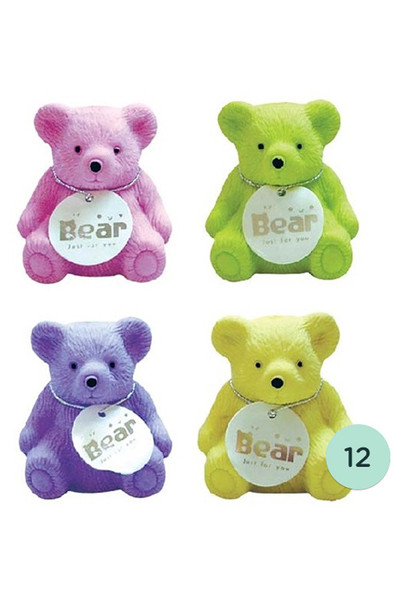 Fruity Aroma Bear Erasers with Sharpeners - Pack of 12
