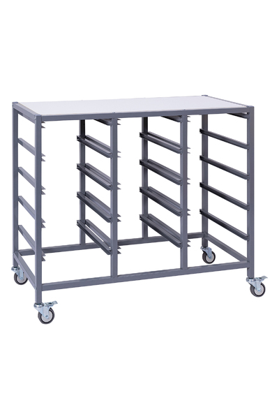 Triple Tote Tray Trolley Frame (White /Woodgrain Top)