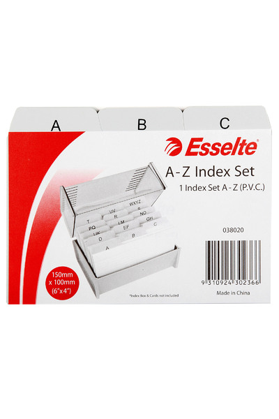 Esselte System Cards: A-Z Index Set - Grey (152 x 102mm)